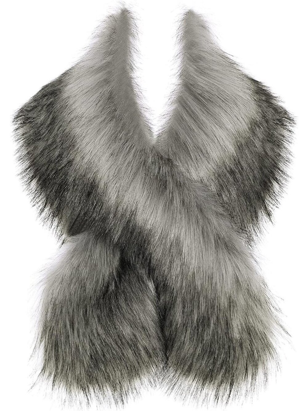 Babeyond Women's Gray Faux Fur Shawl Synthetic Stylish Collar Wrap Scarf